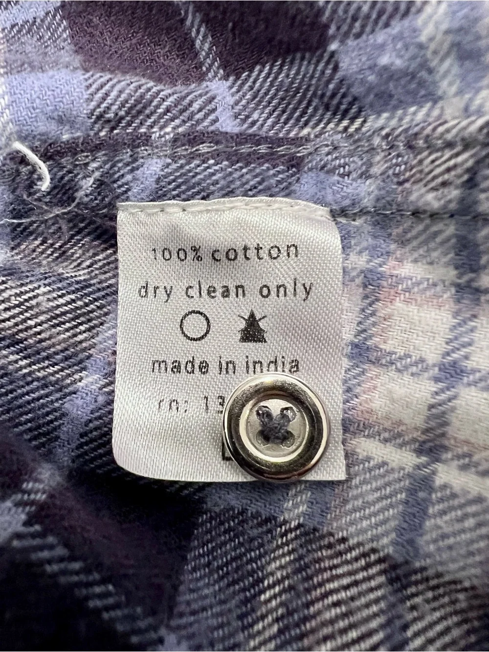 MNML flannel shirt — blue/black/white plaid, size L, 100% cotton Chrome Buttons